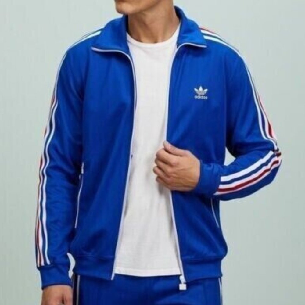 Adidas Originals HK7406 Beckenbauer Track Jacket Men's Blue Multiple Sz 2XL
